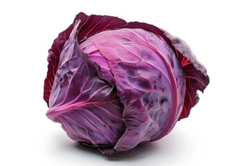 Obraz premium Fresh purple cabbage on a white background