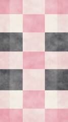 Fototapeta premium Checkered, Pink and Black Fabric, Abstract Image, Texture, Pattern Background, Wallpaper, Cover and Screen for Smartphone, PC, Laptop, 9:16 and 16:9 Format