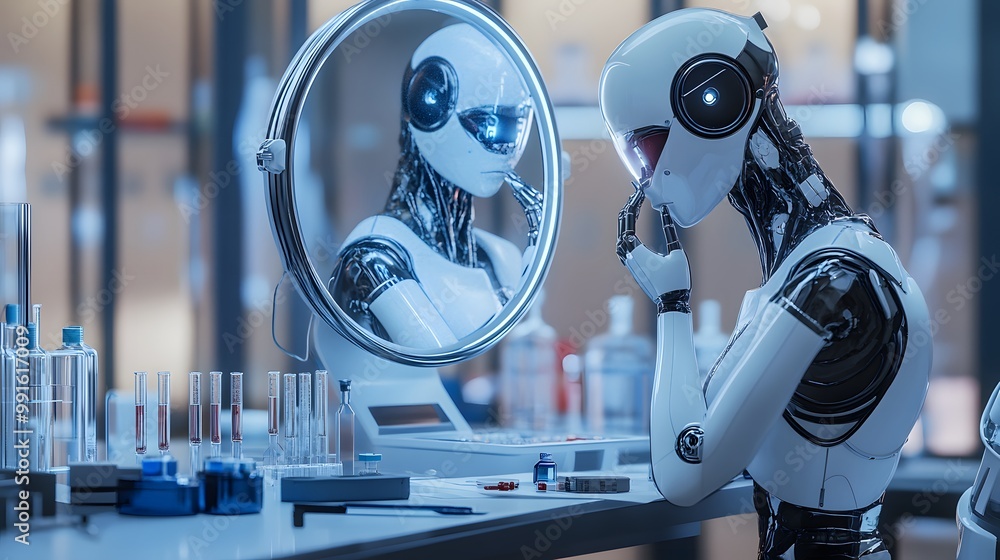 Poster A Humanoid Robot Contemplates its Reflection in a Mirror in a Laboratory Setting
