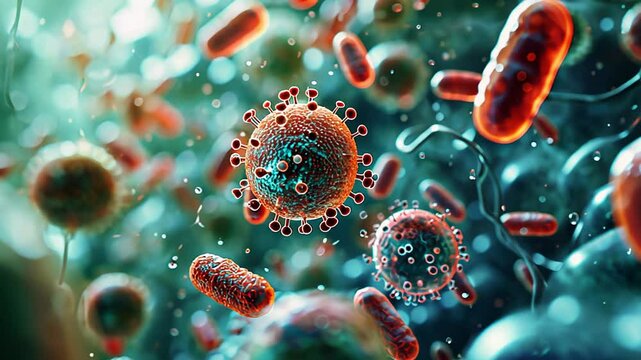 A microscopic view of viruses and bacteria