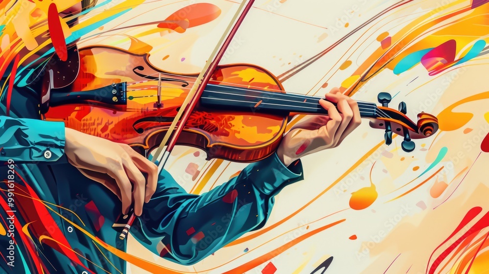 Poster A person playing a violin, suitable for use in music-related contexts