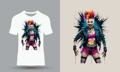 Colorful drees girl white t-shirt design