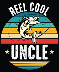 Mens Reel Cool Uncle Fishing Funny Gift for men, uncle grandpa pawpaw on birthday.