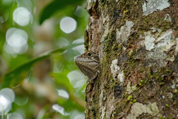 Camouflaged Lizard in Jungle Tree