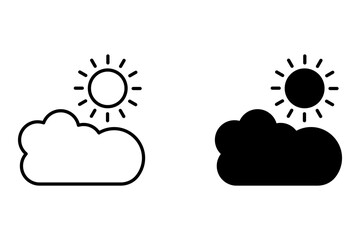 Cloudy icon set. Cloud with sun symbol. Weather sign. for mobile concept and web design. vector illustration on white background