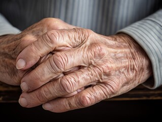 Fototapeta premium Trembling Fingers of Time: Intimate Portrait of Aging