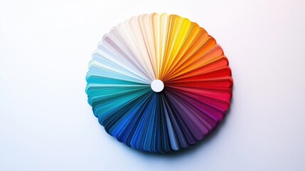 Detailed color wheel showcasing the transition between warm and cool tones, isolated on white, with smooth gradients and clear segmentation