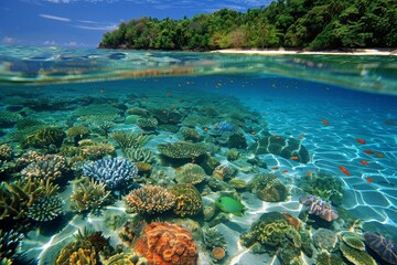 Obraz premium Enchanted Underwater Paradise at Remote Shore