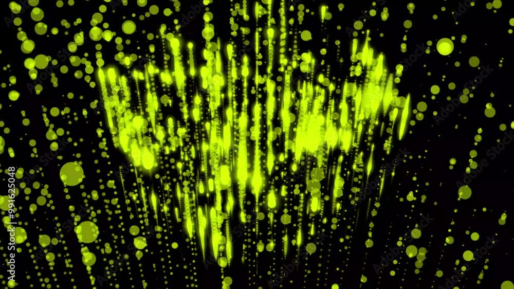 Poster abstract gold rain with bright particles with flares are in space, abstract 3d big data visualizatio