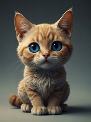 Cute cartoon cat with big blue eyes, perfect for kids' illustrations.