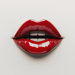 Obraz premium woman lips, red lipstick and white background
