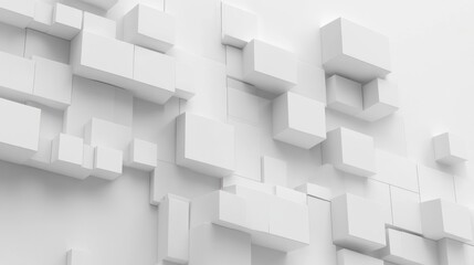 Futuristic Geometric 3D Network Design on White Tech Mosaic Background