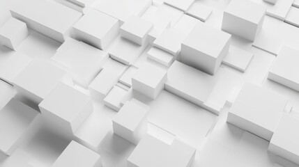 Minimalistic Geometric White Tech Background with Futuristic 3D Cubic Structure