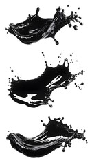Black Paint Brush Strokes Splashes on White Background, Abstract Image, Texture, Pattern Background, Wallpaper, Cover and Screen of Smartphone, PC, Laptop, 9:16 and 16:9 Format