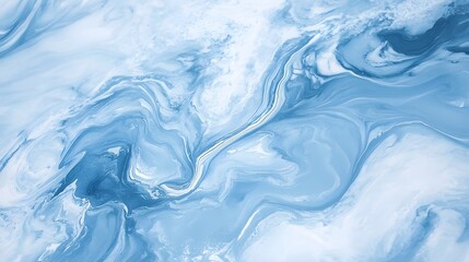 Abstract Blue and White Marble Swirls.