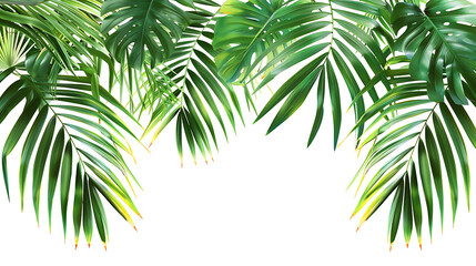 Exotic green tropical summer plant palm leaves branch isolated on withe background 