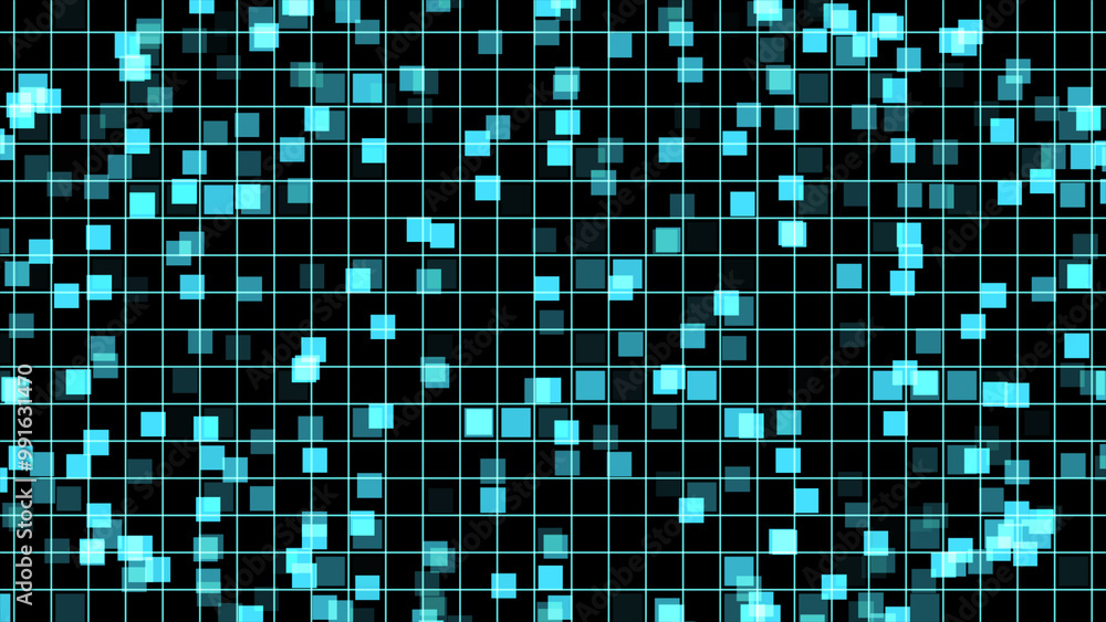 Aufkleber digital technology background with square particles. . cyan colored seamless background. stylish vec