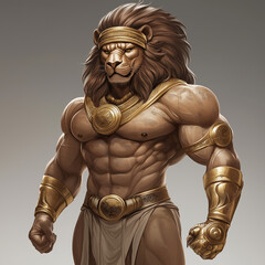 Fototapeta premium A lion character for slot game, video game, mobile game, Illustration