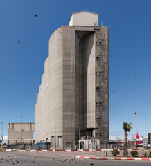 View of industrial silos at the casablanca harbour