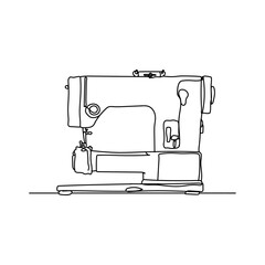 Dessin en ligne continue d'une machine à coudre, lineart, vecteur