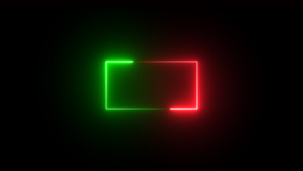 Abstract neon line rectangle icon illustration background 4k. Neon Light glowing shape illustration in retro style.