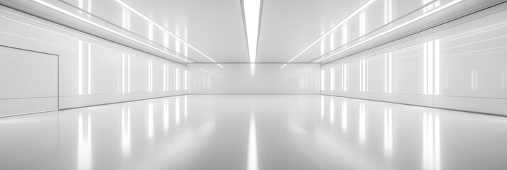 Futuristic Empty Showroom with Abstract Design in Industrial Setting