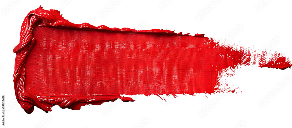 Poster red block stroke of paint isolated on transparent background