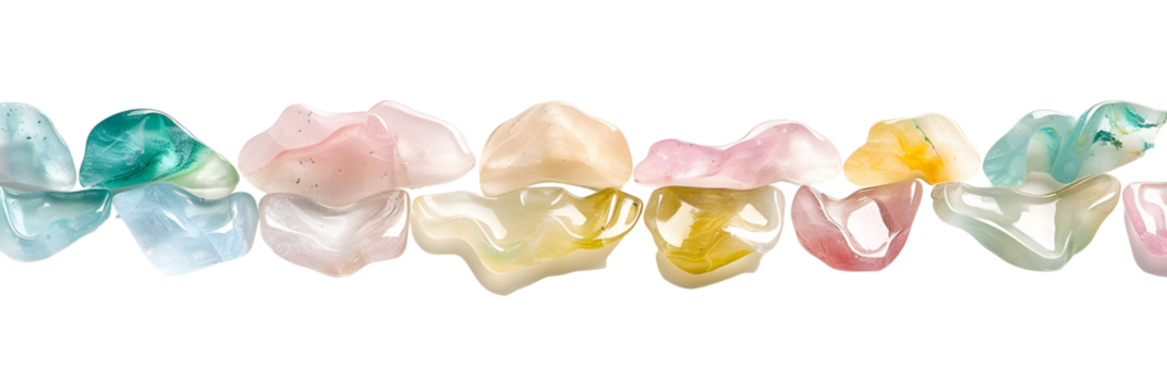 Very wavy line of mixed colorful stones 