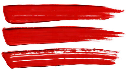 Set of red marker paint texture. Stroke isolated on transparent background