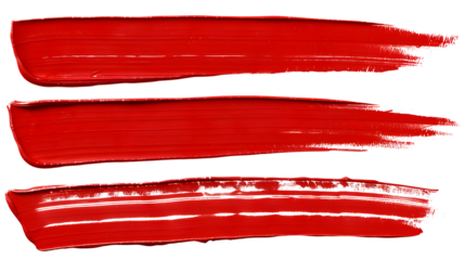 Set of red marker paint texture. Stroke isolated on transparent background
