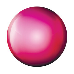 Glass pink ball or precious pearl. Glossy realistic ball, 3D sphere. Abstract vector illustration highlighted on a white background. Big metal bubble with shadow