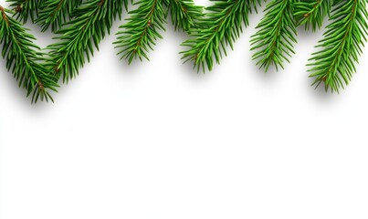 Obraz premium Spruce Branches Border on White Background