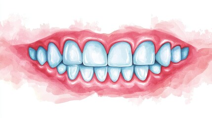 Obraz premium A detailed illustration of healthy teeth and gums, showcasing perfect dental hygiene and aesthetic beauty.