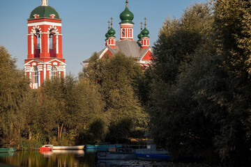 The Golden Ring of Russia, the city of Pereslavl-Zalessky. The Church of the Forty Martyrs of Sebaste at dawn at Pleshcheyev Lake.