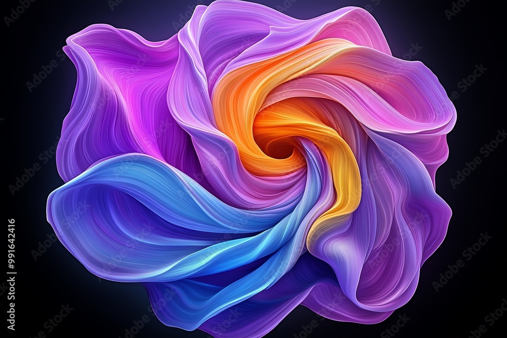 Poster a digital abstract artwork with fluid, swirling colors, creating a sense of movement and energy in t