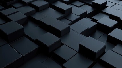 Fototapeta premium Futuristic Cubic Abstract: Dark Geometric Tech Background in Minimal Design