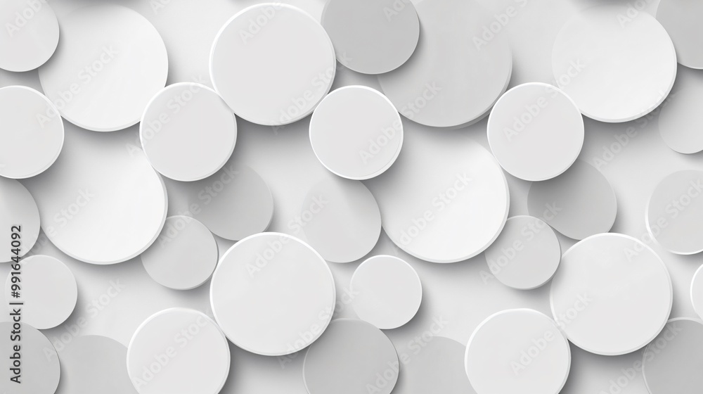 Poster white circles on a white background with subtle shadows.