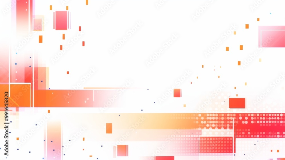 Poster abstract digital geometric tech elements on a white background, featuring clean lines and modern des