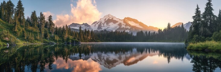 Serene Mountain Lake at Sunrise