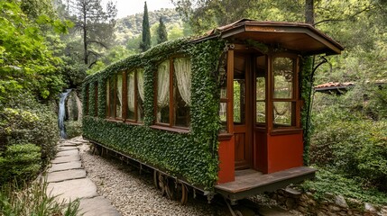 Train, Locomotive, Old Rusty, Abandoned in the Forest, Overgrown, Abstract Image, Texture, Pattern Background, Wallpaper, Cover and Screen of Smartphone, PC, Laptop, 9:16 and 16:9 Format