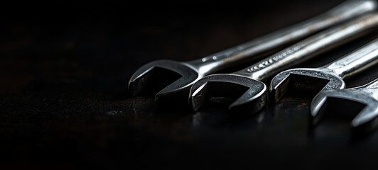 Fototapeta premium Wrenches on a dark background