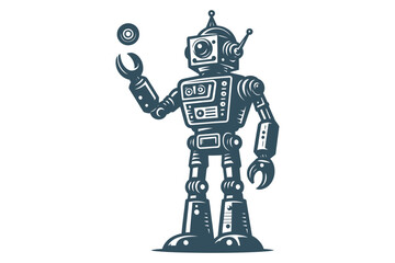 Robot silhouette vector illustrations