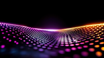 Abstract Purple and Orange Neon Dotted Wave Background