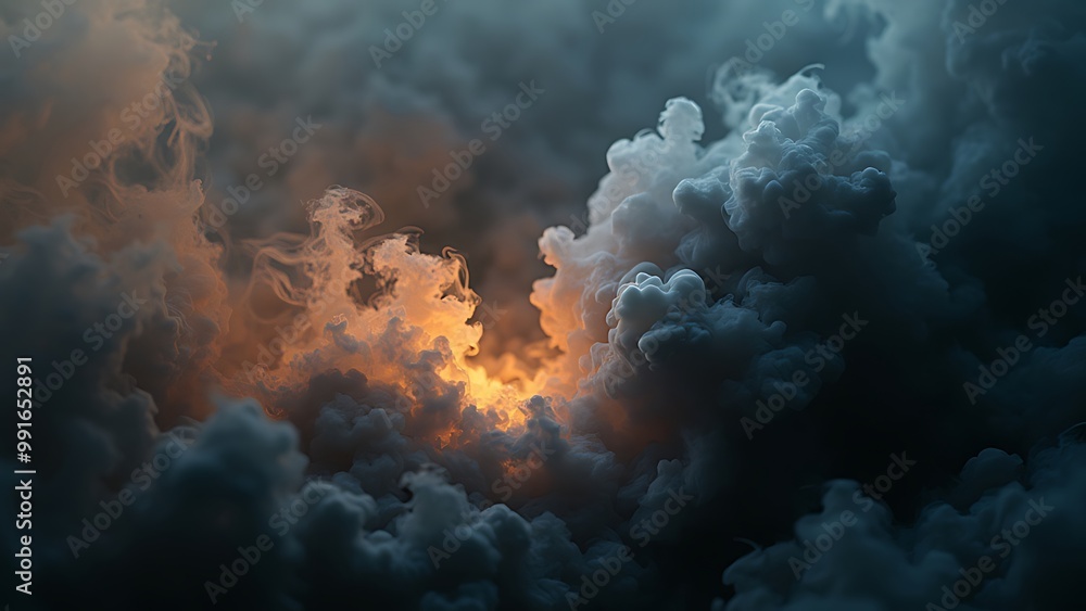 Poster a dark, smoky texture with subtle wisps of ethereal light cutting through the shadows, creating a my