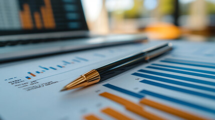 Fototapeta premium Professional Analysing Graphs and Charts - Financial Accountant studying Numbers, Close-up shot of an analytical working with the latest financial results Financial accounting sales forecast.