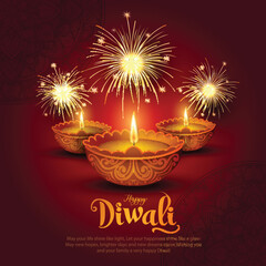 Indian festival of lights Happy Diwali, holiday Background, Diwali celebration greeting card, abstract vector illustration design.