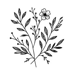 Botanical line bakground with flowers and leaves. Floral foliage for wedding invitation, wall art or card template 10 .ai