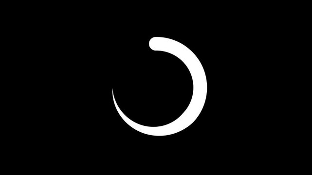 Animation of a loading bar rotating waiting for download on black background.