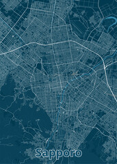 Fototapeta premium Sapporo, Japan artistic map poster
