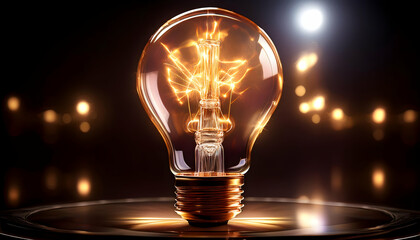 light bulb on black background